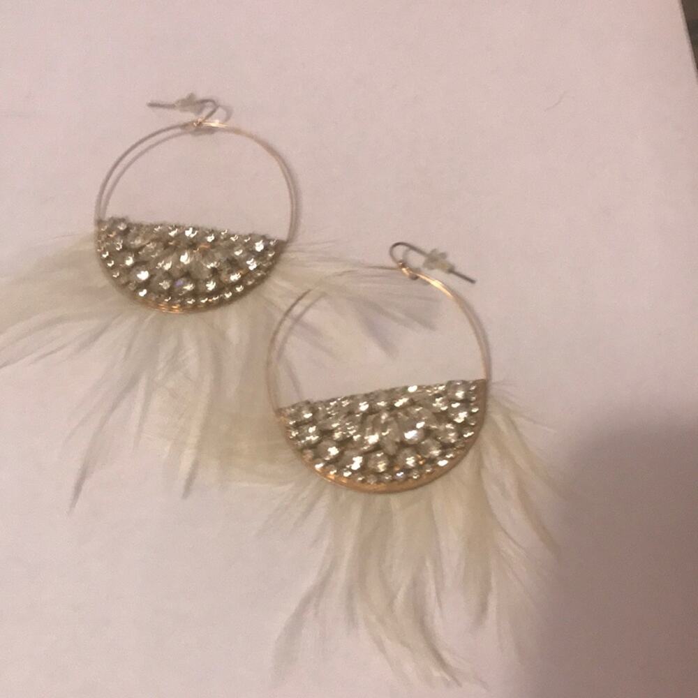 Boho rhinestone feather-earrings